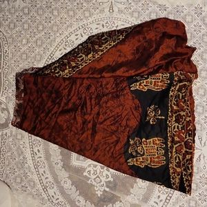 Wevez Women's Reversible Wrap Sari Skirt, Long Rust Tone India